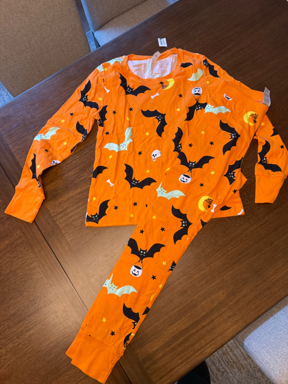 Old Navy Orange Halloween Bat Spooky Pajama Glow in the Dark